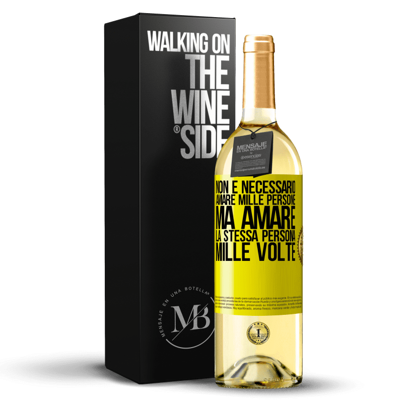 29,95 € Spedizione Gratuita | Vino bianco Edizione WHITE Non è necessario amare mille persone, ma amare la stessa persona mille volte Etichetta Gialla. Etichetta personalizzabile Vino giovane Raccogliere 2025 Verdejo