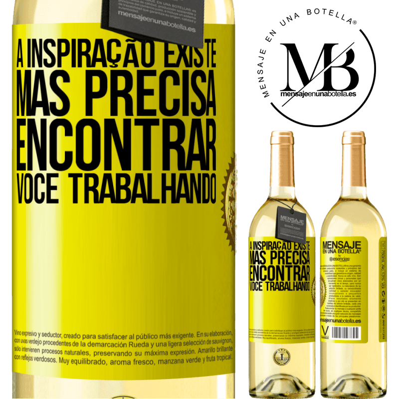 29,95 € Envio grátis | Vinho branco Edição WHITE A inspiração existe, mas precisa encontrar você trabalhando Etiqueta Amarela. Etiqueta personalizável Vinho jovem Colheita 2024 Verdejo