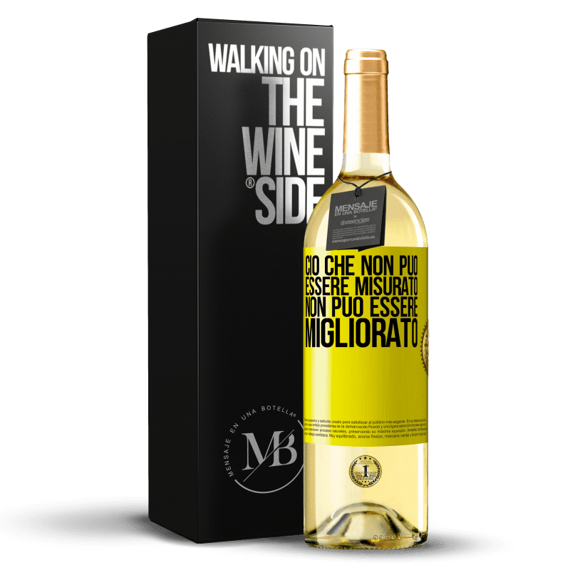 29,95 € Spedizione Gratuita | Vino bianco Edizione WHITE Ciò che non può essere misurato non può essere migliorato Etichetta Gialla. Etichetta personalizzabile Vino giovane Raccogliere 2024 Verdejo