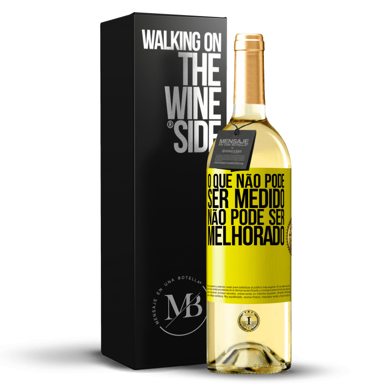 29,95 € Envio grátis | Vinho branco Edição WHITE O que não pode ser medido não pode ser melhorado Etiqueta Amarela. Etiqueta personalizável Vinho jovem Colheita 2024 Verdejo