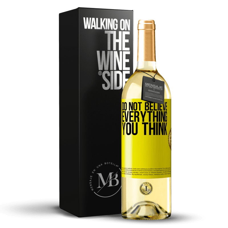 29,95 € Бесплатная доставка | Белое вино Издание WHITE Не верь всему, что думаешь Желтая этикетка. Настраиваемая этикетка Молодое вино Урожай 2023 Verdejo