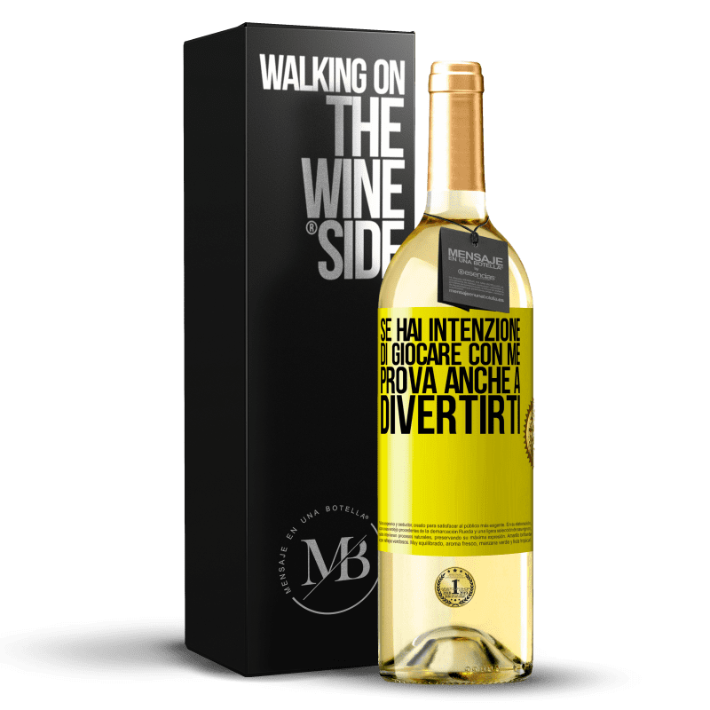 29,95 € Spedizione Gratuita | Vino bianco Edizione WHITE Se hai intenzione di giocare con me, prova anche a divertirti Etichetta Gialla. Etichetta personalizzabile Vino giovane Raccogliere 2024 Verdejo