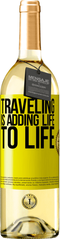 29,95 € Free Shipping | White Wine WHITE Edition Traveling is adding life to life Yellow Label. Customizable label Young wine Harvest 2025 Verdejo