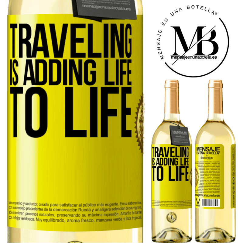 29,95 € Free Shipping | White Wine WHITE Edition Traveling is adding life to life Yellow Label. Customizable label Young wine Harvest 2022 Verdejo