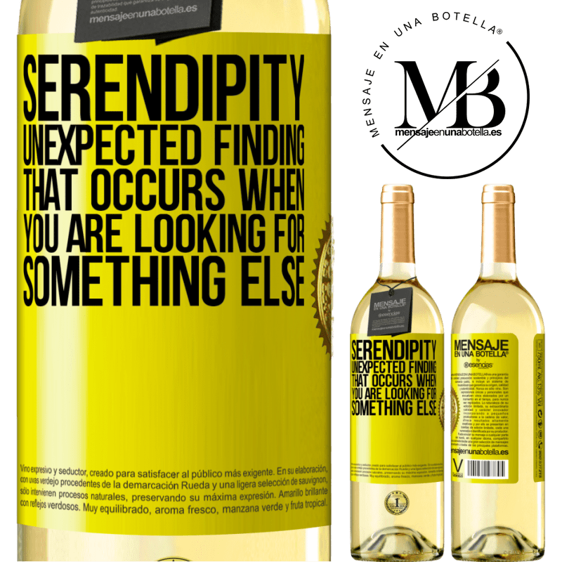 29,95 € Free Shipping | White Wine WHITE Edition Serendipity Unexpected finding that occurs when you are looking for something else Yellow Label. Customizable label Young wine Harvest 2022 Verdejo