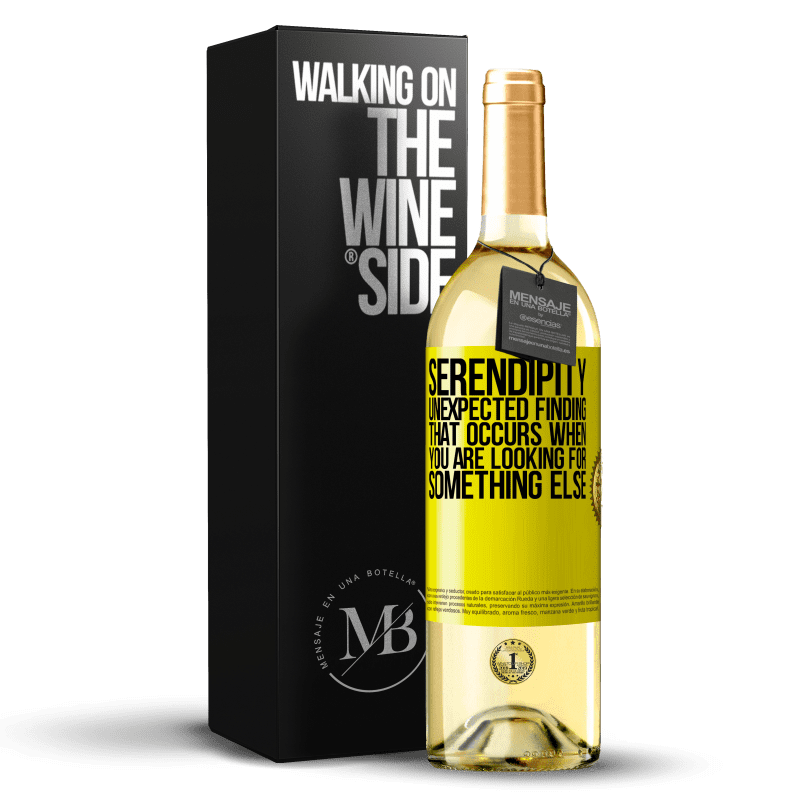 29,95 € Free Shipping | White Wine WHITE Edition Serendipity Unexpected finding that occurs when you are looking for something else Yellow Label. Customizable label Young wine Harvest 2025 Verdejo