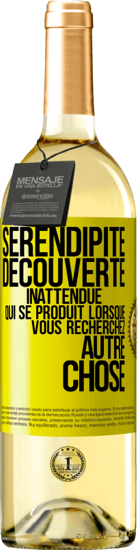 29,95 € | Vin blanc Édition WHITE Sérendipité. Découverte inattendue qui se produit lorsque vous recherchez autre chose Étiquette Jaune. Étiquette personnalisable Vin jeune Récolte 2024 Verdejo