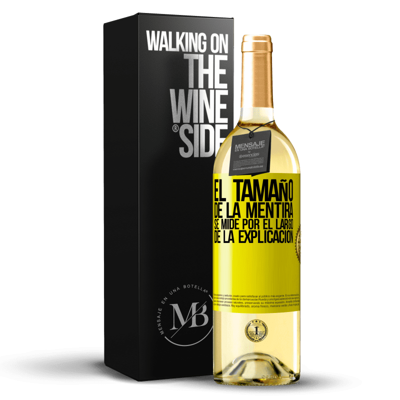 29,95 € Бесплатная доставка | Белое вино Издание WHITE Размер лжи измеряется длиной объяснения Желтая этикетка. Настраиваемая этикетка Молодое вино Урожай 2021 Verdejo