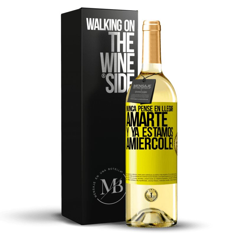 29,95 € Envio grátis | Vinho branco Edição WHITE Eu nunca pensei em te amar. E já somos Amiércole! Etiqueta Amarela. Etiqueta personalizável Vinho jovem Colheita 2024 Verdejo