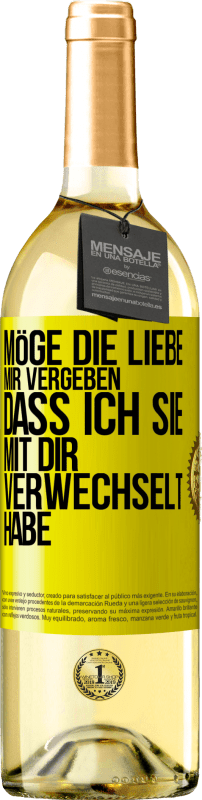 29,95 € Kostenloser Versand | Weißwein WHITE Ausgabe Möge die Liebe mir vergeben, dass ich sie mit dir verwechselt habe Gelbes Etikett. Anpassbares Etikett Junger Wein Ernte 2025 Verdejo