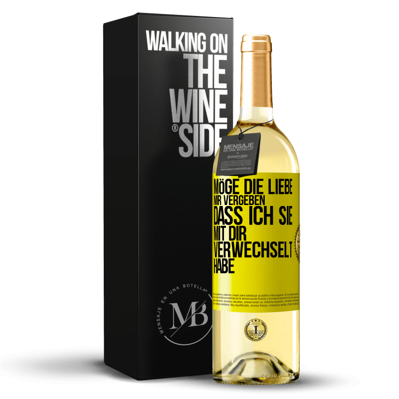 29,95 € Kostenloser Versand | Weißwein WHITE Ausgabe Möge die Liebe mir vergeben, dass ich sie mit dir verwechselt habe Gelbes Etikett. Anpassbares Etikett Junger Wein Ernte 2023 Verdejo