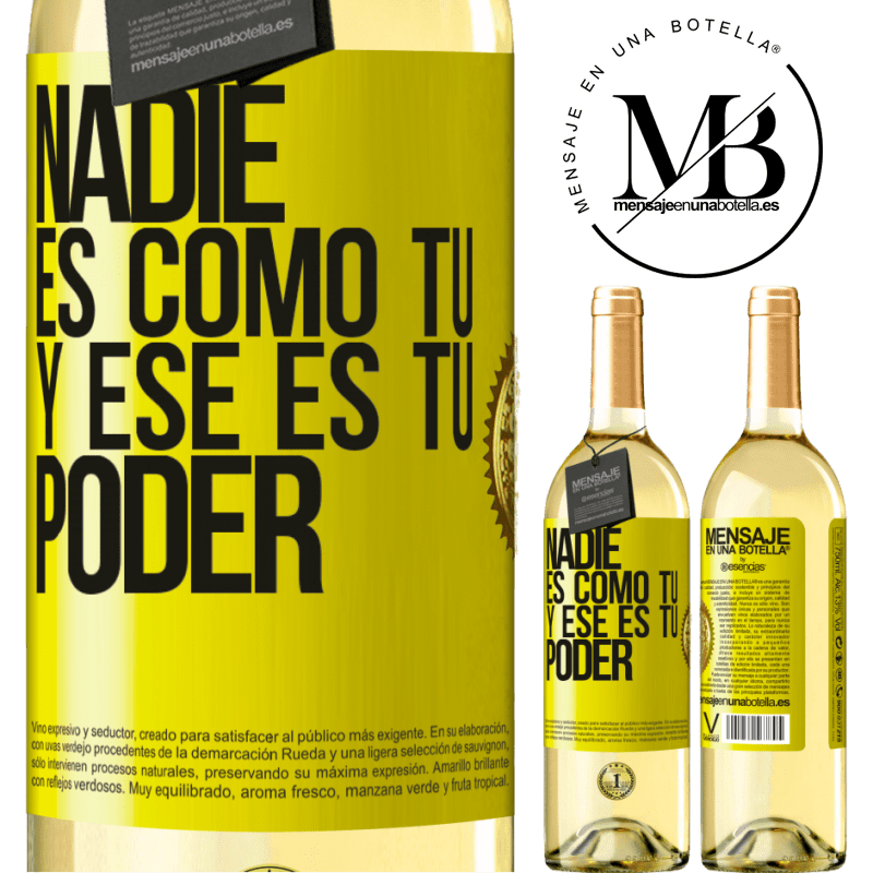29,95 € Envoi gratuit | Vin blanc Édition WHITE Personne n'est comme toi, et c'est ton pouvoir Étiquette Jaune. Étiquette personnalisable Vin jeune Récolte 2022 Verdejo