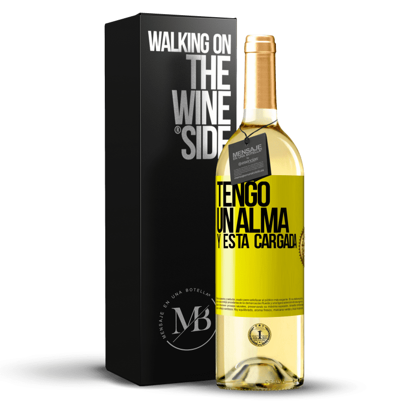 29,95 € Free Shipping | White Wine WHITE Edition Tengo un alma y está cargada Yellow Label. Customizable label Young wine Harvest 2025 Verdejo