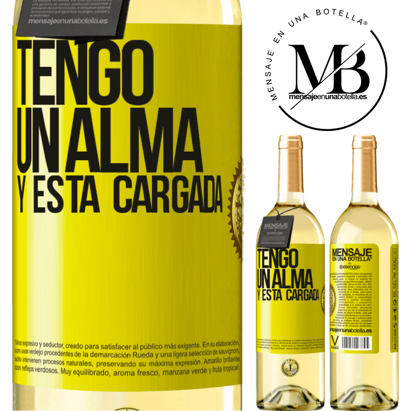 29,95 € Envoi gratuit | Vin blanc Édition WHITE Tengo un alma y está cargada Étiquette Jaune. Étiquette personnalisable Vin jeune Récolte 2022 Verdejo