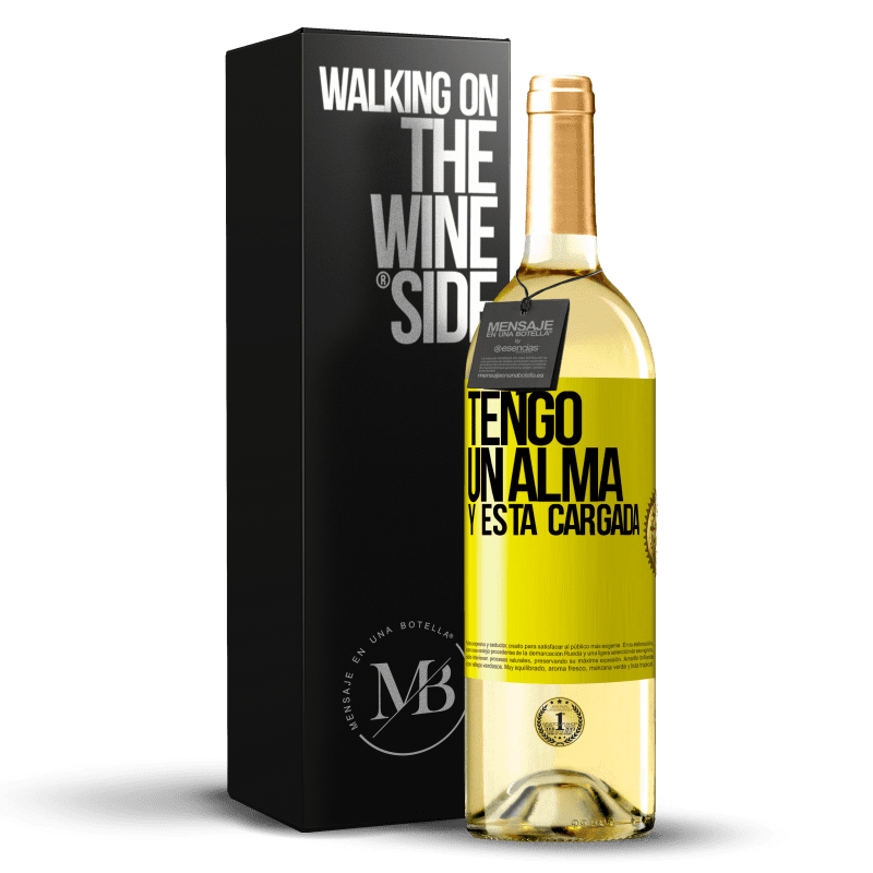 29,95 € Envío gratis | Vino Blanco Edición WHITE Tengo un alma y está cargada Etiqueta Amarilla. Etiqueta personalizable Vino joven Cosecha 2025 Verdejo