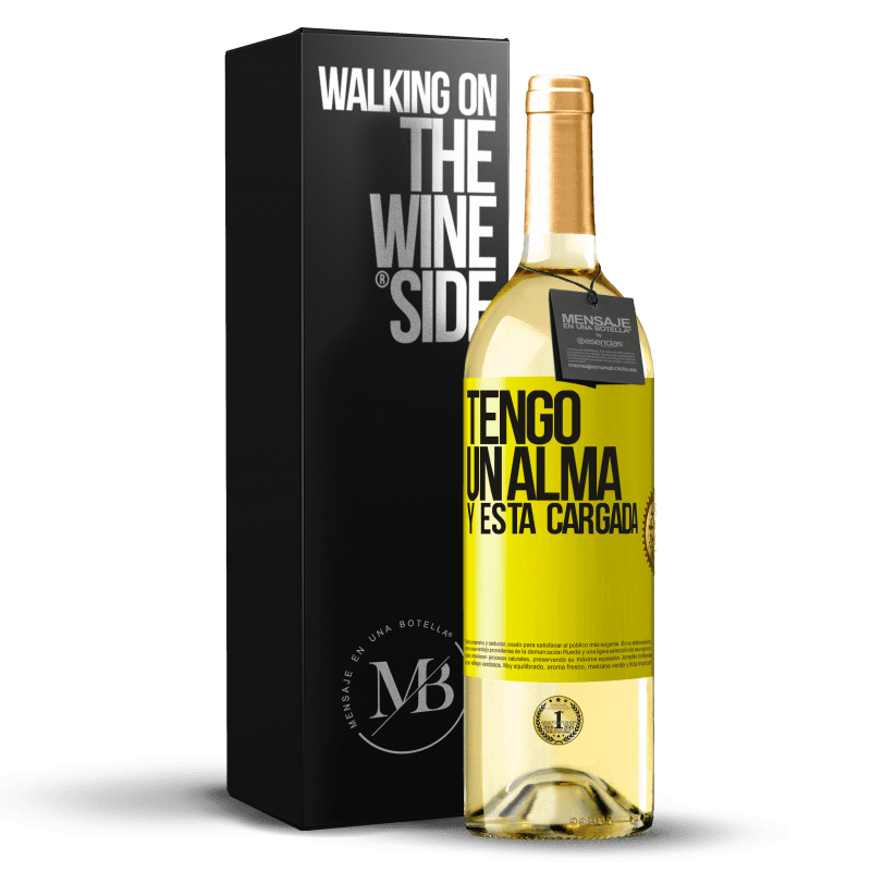 29,95 € Kostenloser Versand | Weißwein WHITE Ausgabe Tengo un alma y está cargada Gelbes Etikett. Anpassbares Etikett Junger Wein Ernte 2023 Verdejo