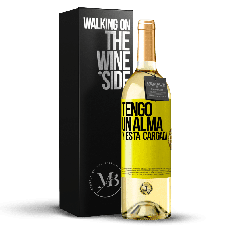 29,95 € Envio grátis | Vinho branco Edição WHITE Tengo un alma y está cargada Etiqueta Amarela. Etiqueta personalizável Vinho jovem Colheita 2025 Verdejo