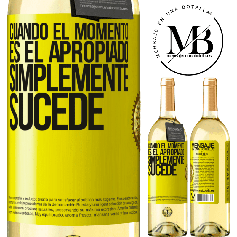 29,95 € Envoi gratuit | Vin blanc Édition WHITE Quand le moment est venu, ça arrive juste Étiquette Jaune. Étiquette personnalisable Vin jeune Récolte 2022 Verdejo