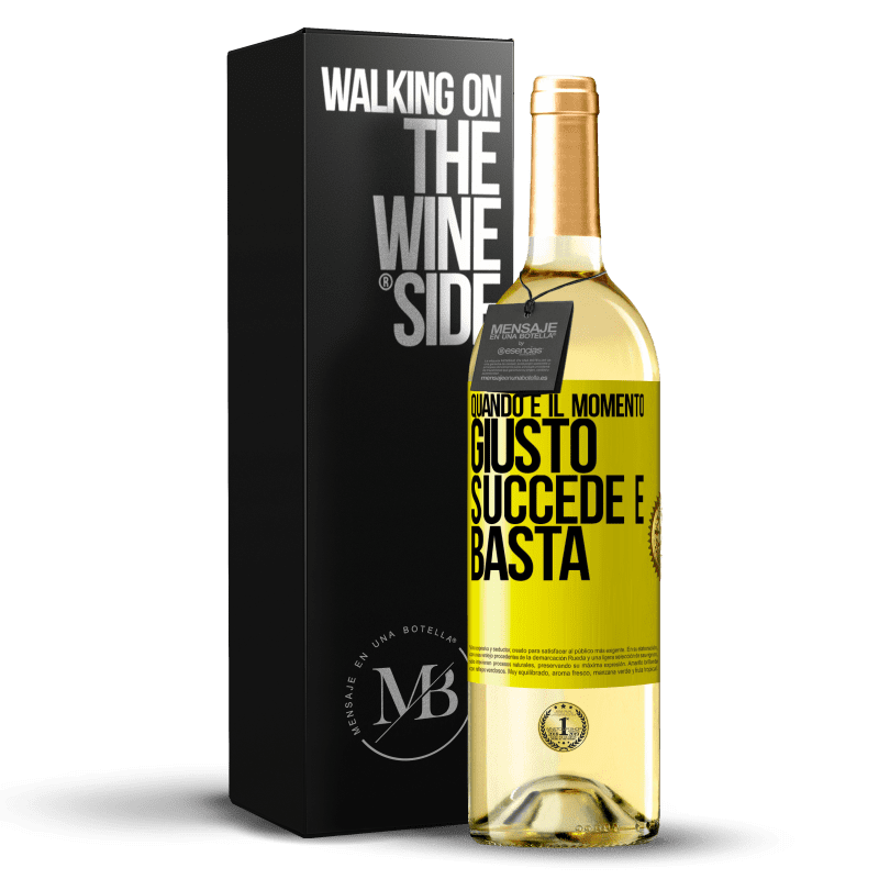 29,95 € Spedizione Gratuita | Vino bianco Edizione WHITE Quando è il momento giusto, succede e basta Etichetta Gialla. Etichetta personalizzabile Vino giovane Raccogliere 2025 Verdejo