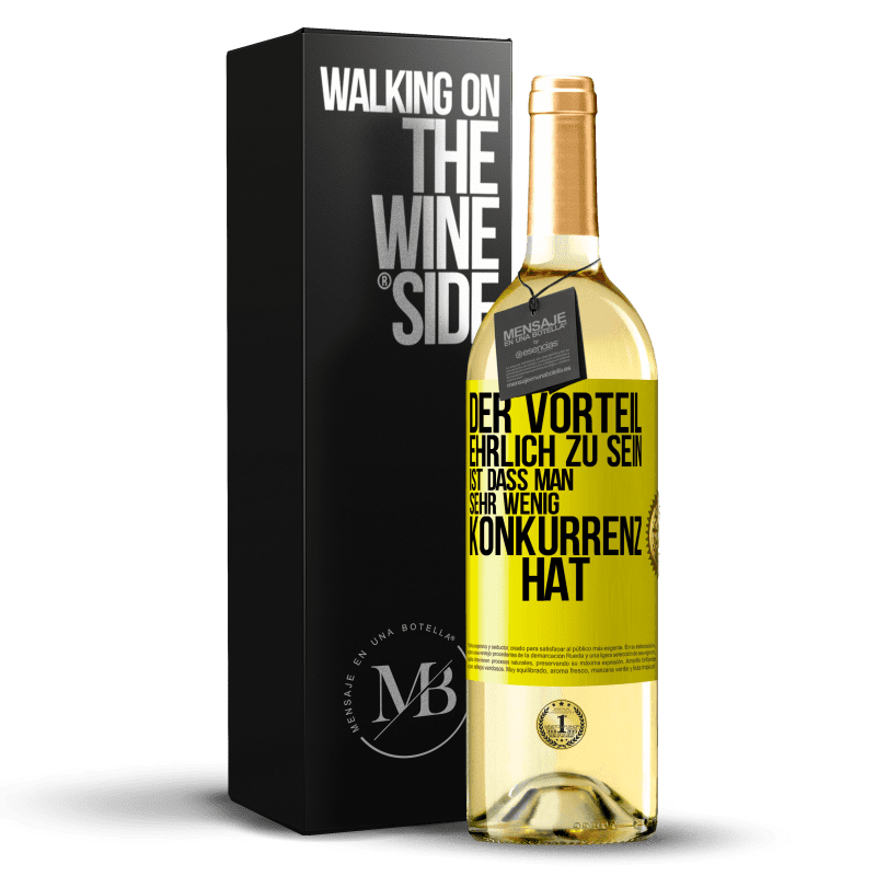 29,95 € Kostenloser Versand | Weißwein WHITE Ausgabe Der Vorteil, ehrlich zu sein, ist dass man sehr wenig Konkurrenz hat Gelbes Etikett. Anpassbares Etikett Junger Wein Ernte 2023 Verdejo