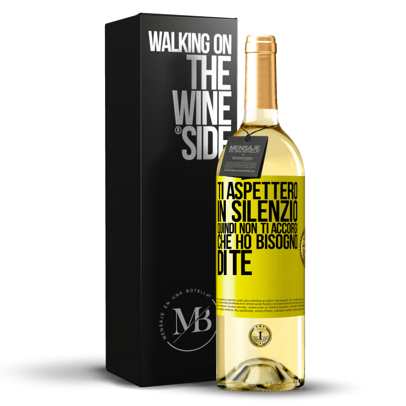 29,95 € Spedizione Gratuita | Vino bianco Edizione WHITE Ti aspetterò in silenzio, quindi non ti accorgi che ho bisogno di te Etichetta Gialla. Etichetta personalizzabile Vino giovane Raccogliere 2024 Verdejo