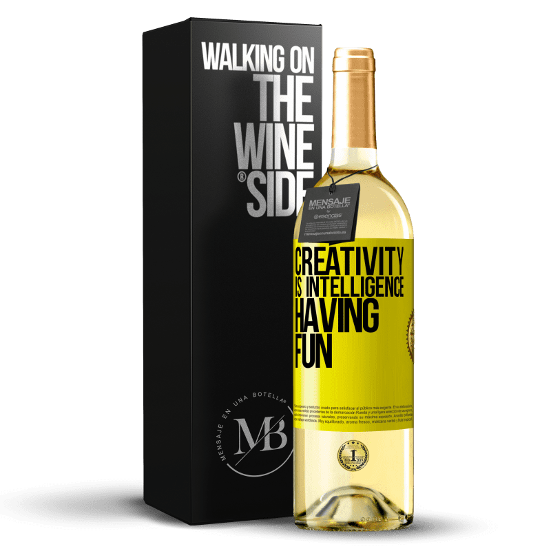 29,95 € Free Shipping | White Wine WHITE Edition Creativity is intelligence having fun Yellow Label. Customizable label Young wine Harvest 2024 Verdejo