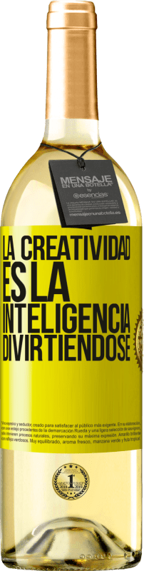 29,95 € | Vino Blanco Edición WHITE La creatividad es la inteligencia divirtiéndose Etiqueta Amarilla. Etiqueta personalizable Vino joven Cosecha 2023 Verdejo