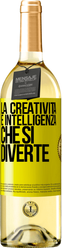 29,95 € | Vino bianco Edizione WHITE La creatività è intelligenza che si diverte Etichetta Gialla. Etichetta personalizzabile Vino giovane Raccogliere 2024 Verdejo