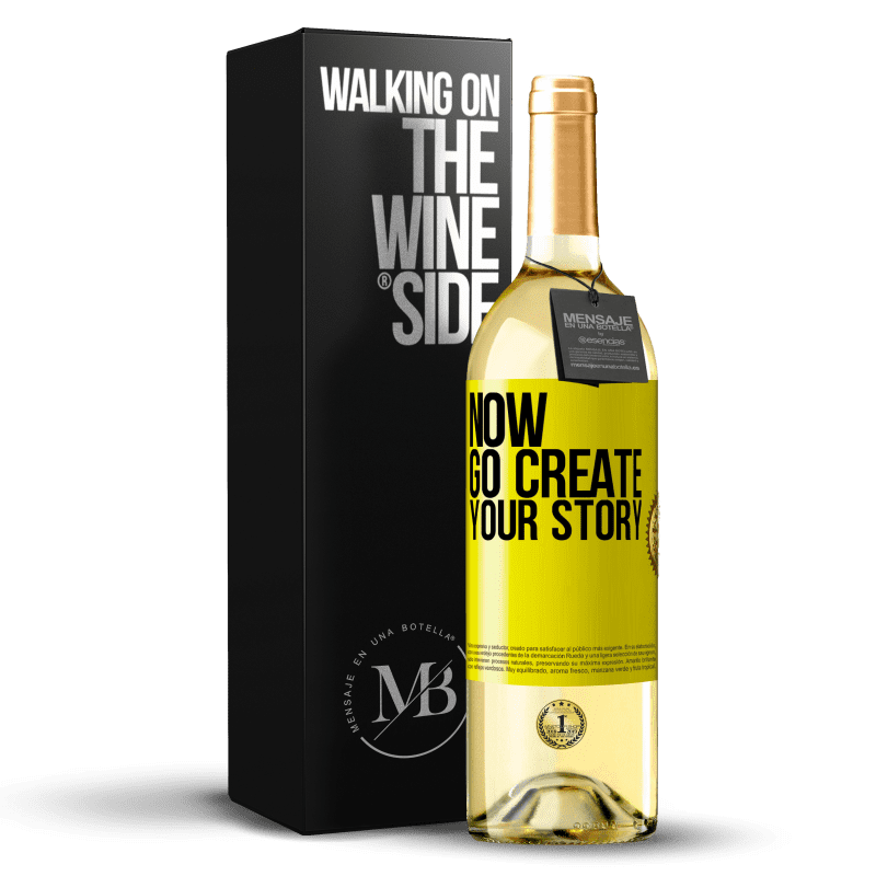 29,95 € 送料無料 | 白ワイン WHITEエディション Now, go create your story 黄色のラベル. カスタマイズ可能なラベル 若いワイン 収穫 2023 Verdejo