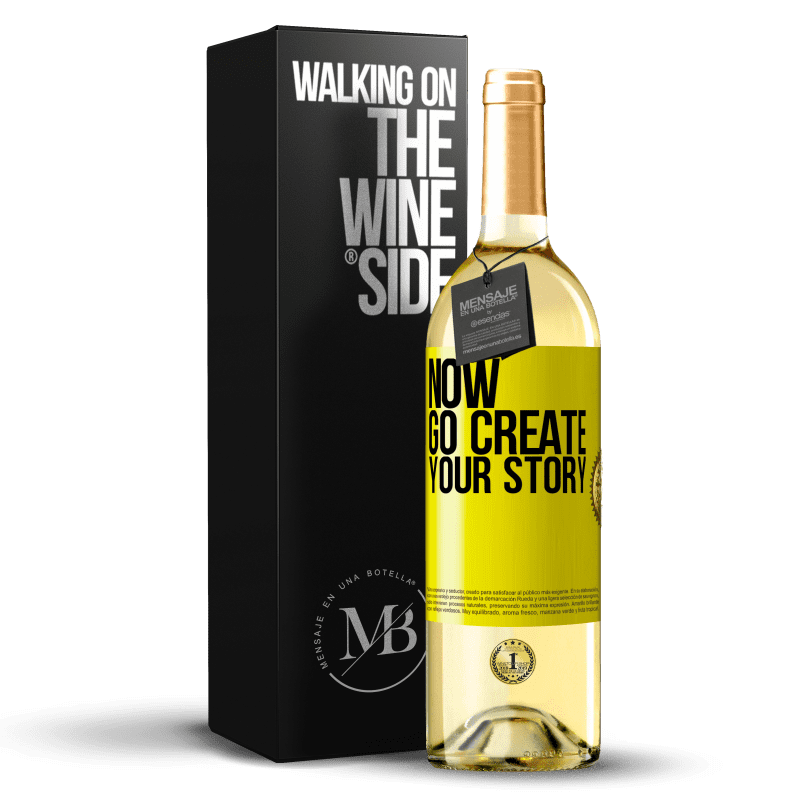 29,95 € Envío gratis | Vino Blanco Edición WHITE Now, go create your story Etiqueta Amarilla. Etiqueta personalizable Vino joven Cosecha 2025 Verdejo