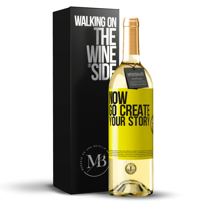 29,95 € Kostenloser Versand | Weißwein WHITE Ausgabe Now, go create your story Gelbes Etikett. Anpassbares Etikett Junger Wein Ernte 2024 Verdejo