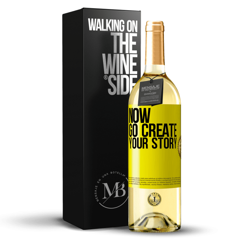 29,95 € Spedizione Gratuita | Vino bianco Edizione WHITE Now, go create your story Etichetta Gialla. Etichetta personalizzabile Vino giovane Raccogliere 2024 Verdejo