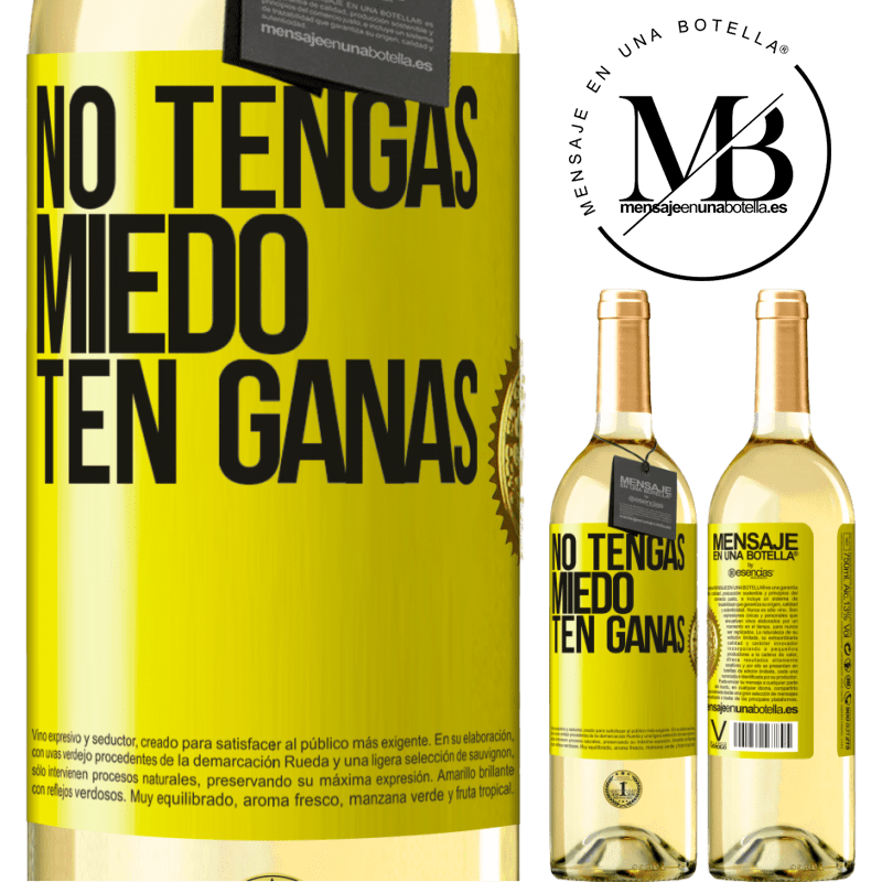 29,95 € Envío gratis | Vino Blanco Edición WHITE No tengas miedo, ten ganas Etiqueta Amarilla. Etiqueta personalizable Vino joven Cosecha 2023 Verdejo