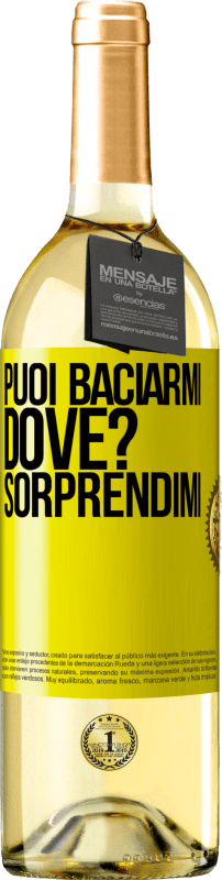 29,95 € | Vino bianco Edizione WHITE puoi baciarmi Dove? Sorprendimi Etichetta Gialla. Etichetta personalizzabile Vino giovane Raccogliere 2024 Verdejo