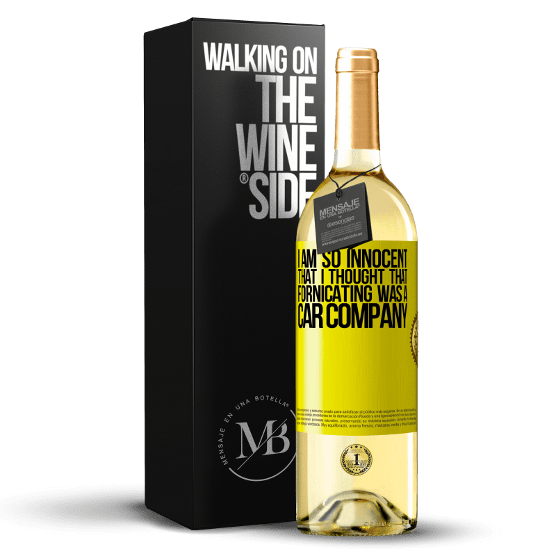 29,95 € 送料無料 | 白ワイン WHITEエディション 私はとても無実なので、淫行は自動車会社だと思った 黄色のラベル. カスタマイズ可能なラベル 若いワイン 収穫 2023 Verdejo