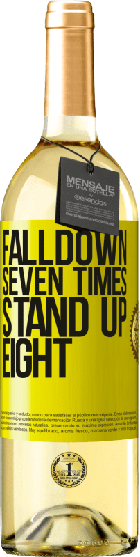 29,95 € | Weißwein WHITE Ausgabe Falldown seven times. Stand up eight Gelbes Etikett. Anpassbares Etikett Junger Wein Ernte 2024 Verdejo