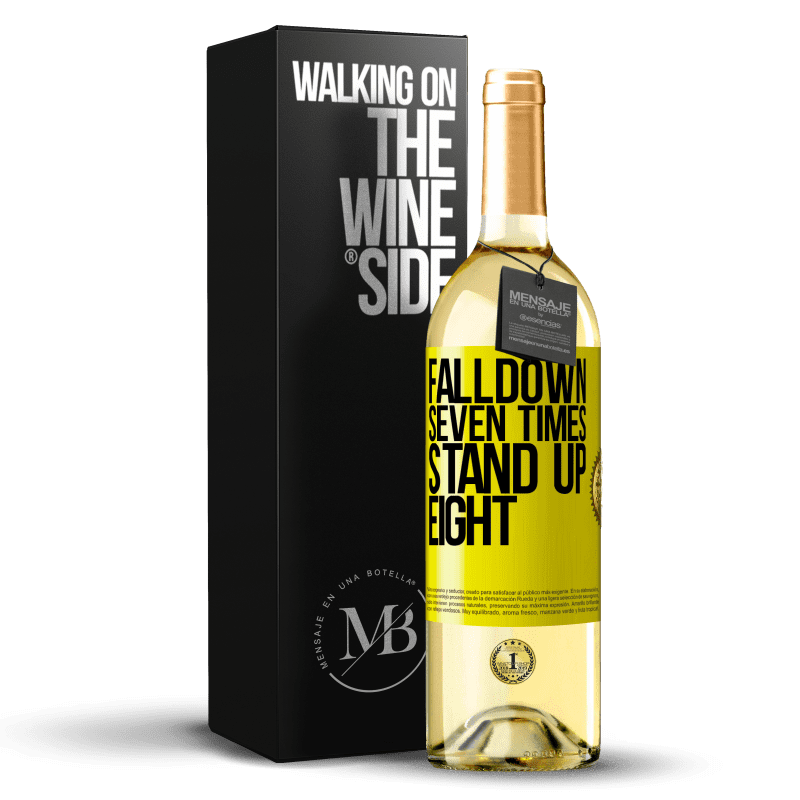 29,95 € Spedizione Gratuita | Vino bianco Edizione WHITE Falldown seven times. Stand up eight Etichetta Gialla. Etichetta personalizzabile Vino giovane Raccogliere 2024 Verdejo