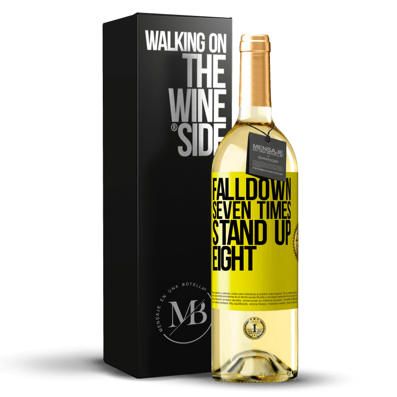 29,95 € Spedizione Gratuita | Vino bianco Edizione WHITE Falldown seven times. Stand up eight Etichetta Gialla. Etichetta personalizzabile Vino giovane Raccogliere 2025 Verdejo