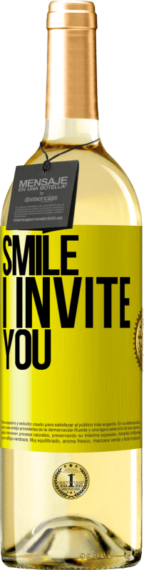 Free Shipping | White Wine WHITE Edition Smile I invite you Yellow Label. Customizable label Young wine Harvest 2023 Verdejo