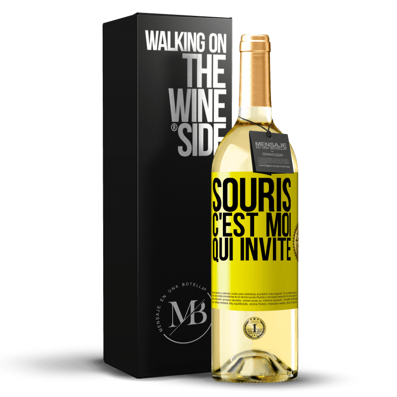 29,95 € Envoi gratuit | Vin blanc Édition WHITE Souris, c'est moi qui invite Étiquette Jaune. Étiquette personnalisable Vin jeune Récolte 2023 Verdejo