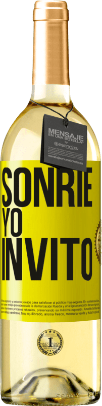 29,95 € | Vino Blanco Edición WHITE Sonríe, yo invito Etiqueta Amarilla. Etiqueta personalizable Vino joven Cosecha 2025 Verdejo