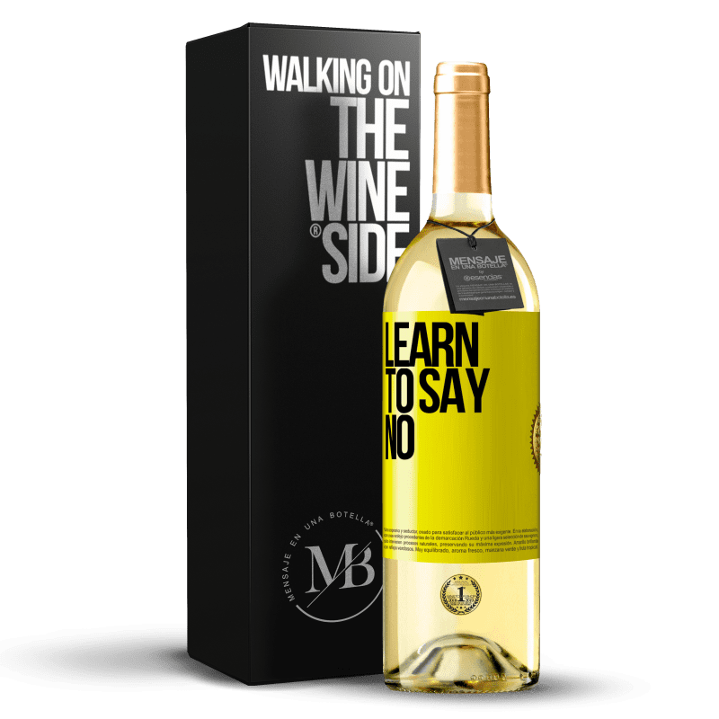 29,95 € 送料無料 | 白ワイン WHITEエディション ノーと言うことを学ぶ 黄色のラベル. カスタマイズ可能なラベル 若いワイン 収穫 2023 Verdejo