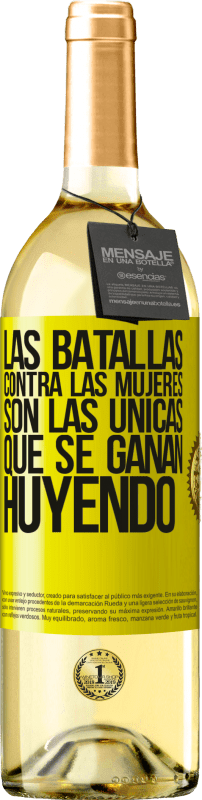 29,95 € | Vino Blanco Edición WHITE Las batallas contra las mujeres son las únicas que se ganan huyendo Etiqueta Amarilla. Etiqueta personalizable Vino joven Cosecha 2024 Verdejo