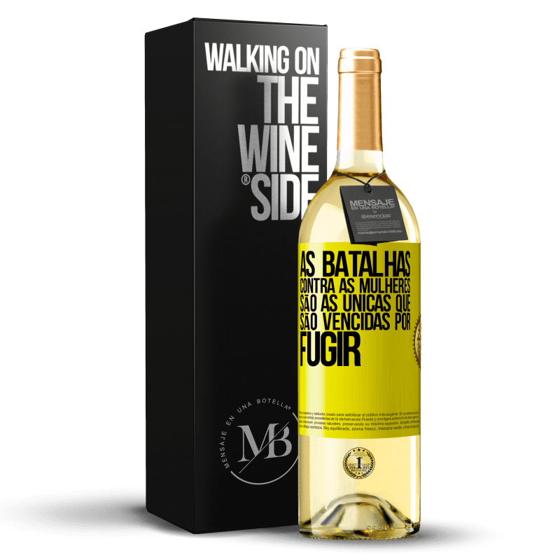 29,95 € Envio grátis | Vinho branco Edição WHITE As batalhas contra as mulheres são as únicas que são vencidas por fugir Etiqueta Amarela. Etiqueta personalizável Vinho jovem Colheita 2024 Verdejo