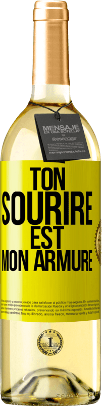 29,95 € | Vin blanc Édition WHITE Ton sourire est mon armure Étiquette Jaune. Étiquette personnalisable Vin jeune Récolte 2024 Verdejo