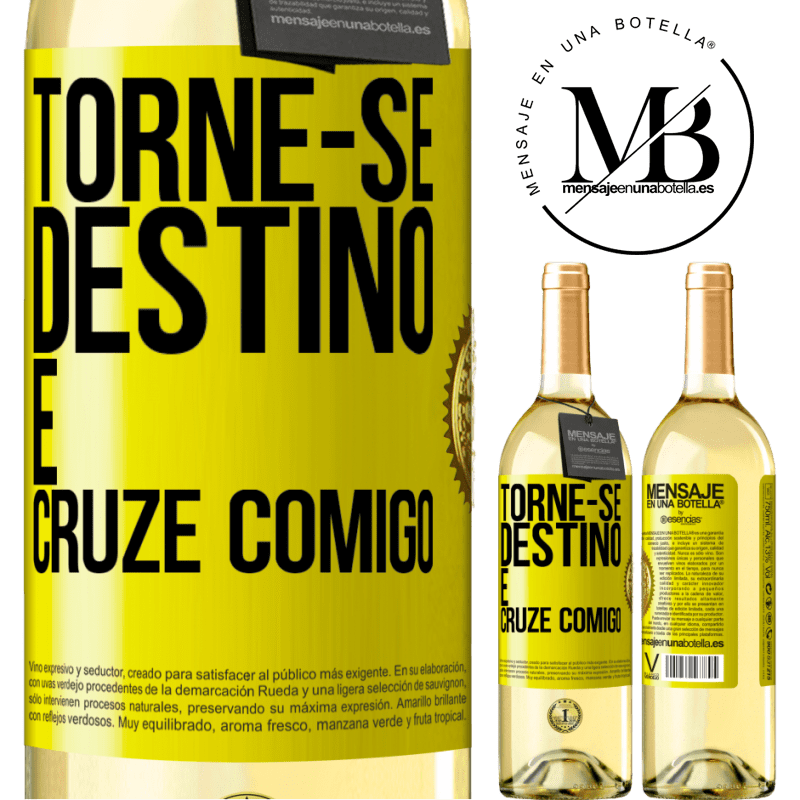 29,95 € Envio grátis | Vinho branco Edição WHITE Torne-se destino e cruze comigo Etiqueta Amarela. Etiqueta personalizável Vinho jovem Colheita 2024 Verdejo