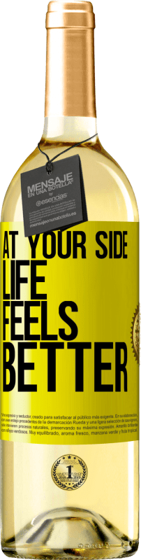 29,95 € | White Wine WHITE Edition At your side life feels better Yellow Label. Customizable label Young wine Harvest 2023 Verdejo