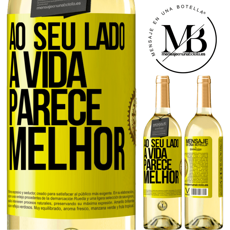 29,95 € Envio grátis | Vinho branco Edição WHITE Ao seu lado, a vida parece melhor Etiqueta Amarela. Etiqueta personalizável Vinho jovem Colheita 2024 Verdejo