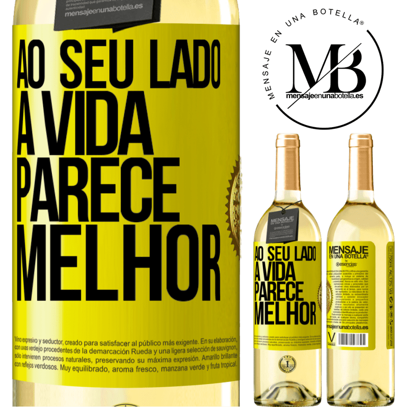 29,95 € Envio grátis | Vinho branco Edição WHITE Ao seu lado, a vida parece melhor Etiqueta Amarela. Etiqueta personalizável Vinho jovem Colheita 2025 Verdejo