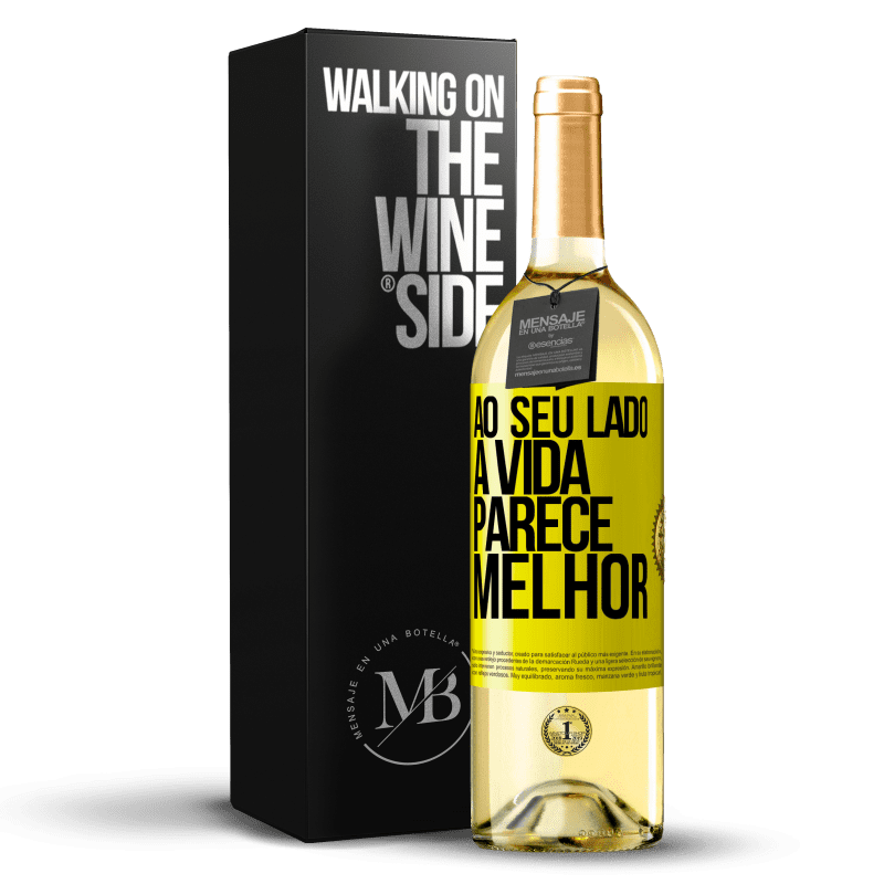 29,95 € Envio grátis | Vinho branco Edição WHITE Ao seu lado, a vida parece melhor Etiqueta Amarela. Etiqueta personalizável Vinho jovem Colheita 2024 Verdejo